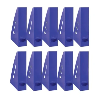 Abbildung von OFFICER PRODUCTS Stehsammler Modernes Design/ 10 Stück / A4 Farbe: Blau/Hart Kunststoff/Durchbrochen/Schreibtisch Organizer für Zeitschriften/Bruchsicher, 21215521 01