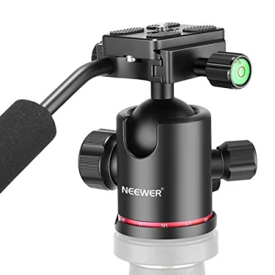 Abbildung von NEEWER Hochleistungs Kamera Stativkopf, Kugelkopf mit Griff und 1/4Zoll Arca Typ QR Platte, 360 Panorama Schwenkkopf für Stativ, Einbeinstativ, DSLR Kamera, Camcorder, Belastung bis zu 17,6lb/8kg