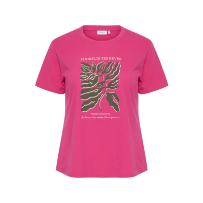 Abbildung von Fransa Petta Tshirt print, Damen, Größe: 42/44, Very berry mix