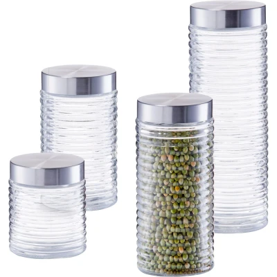 Abbildung von Zeller Present Vorratsglas &quot;gerillt&quot;, (Set, 4 tlg.)