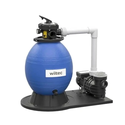 Abbildung von Wiltec Sandfilteranlage 550 W mit 38l Filtertank und selbstansaugender Pumpe 18000 l/h, Sandfilterpumpe, Pool