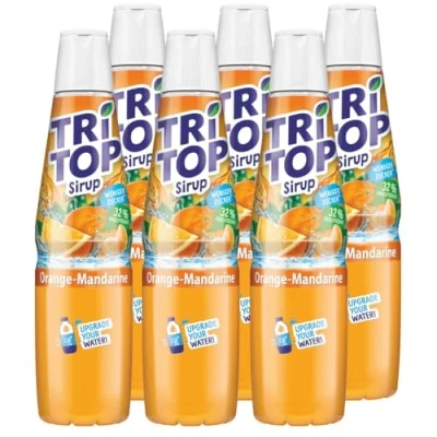Abbildung von TRI TOP Orange Mandarine kalorienarmer Sirup für Erfrischungsgetränk, Cocktails oder Süßspeisen wenig Zucker (6 x 600ml)
