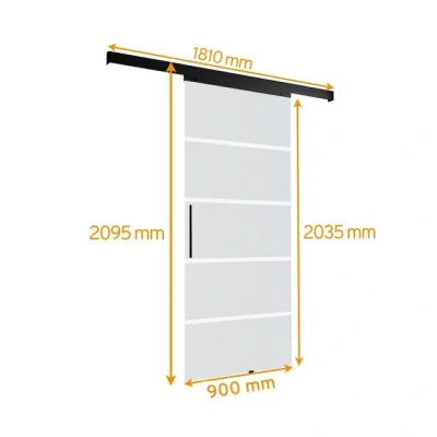 Abbildung von inova wohnen Glasschiebetür Blockstreifen, 90 x 203,5 cm (Komplett Set, inkl. Schienensystem und Stabgriff in schwarz), Softclose Funktion wählbar
