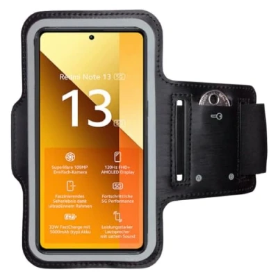 Abbildung von CoverKingz Sportarmband für Xiaomi Redmi Note 13 Armtasche mit Schlüsselfach Oberarm Halterung Sport Laufarmband Handy Armband Schwarz