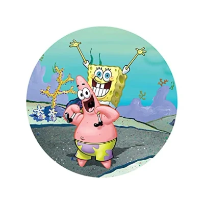 Abbildung von Tortenaufleger Spongebob und Patrick, rund 20cm Fondantpapier PREMIUM