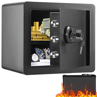 Abbildung von VEVOR Safe Tresor 1,2 Kubikfuß, Möbeltresor mit Feuerfester Geldtasche, Passwort &amp; Schlüssel Digitaler Heimtresor Herausnehmbares Regal, Innenschrank, Wandtresor für Bargeld, Schmuck, Dokumente usw.