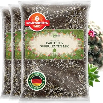 Abbildung von ORAGARDEN Kakteenerde &amp; Sukkulenten Erden für Zimmerpflanzen und Garten 9L Kakteen Erde Pflanzen, Palmen, Blumen 6 Komponenten Substrat