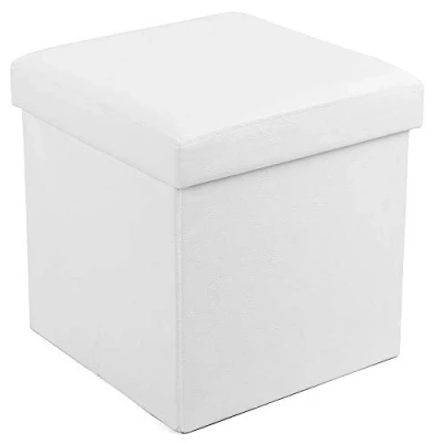 Abbildung von SONGMICS Sitzhocker faltbare Aufbewahrungsbox belastbar bis 300 kg, weiß, 38 x cm, LSF103