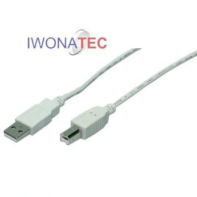 Abbildung von Kabel USB 2.0 Anschluss A =&gt; B 2x Stecker grau 5 Meter