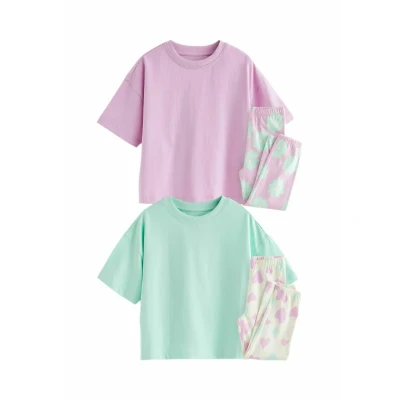 Abbildung von Next Jogger 2 PACK Regular FIT Nachtwäsche Set für Kinder, Größe: 110, Pastel purple blue