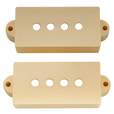 Abbildung von Musiclily Pro Kunststoff Precision Bass Tonabnehmer Abdeckung Pickup Kappen Set für Fender J Bass, Creme(2 Stück)