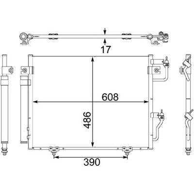 Abbildung von MAHLE ORIGINAL AC 475 001S Klimakondensator mit Trockner 608 MITSUBISHI: PAJERO 3