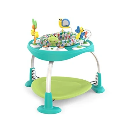Abbildung von Bright Starts, Bounce Baby 2 in 1 Spieltisch Aktivität Sitz Playful Pond mit 7 interaktiven Spielzeug, 360 Spielstation, Höhenverstellbare, Babyspielzeug ab 6 Monaten, grün