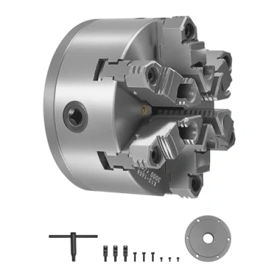 Abbildung von VEVOR φ160mm 6 Backen Drehfutter Spannfutter mit D1 4 Cam Lock Trägerplatte
