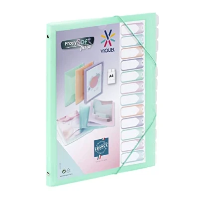 Abbildung von Viquel Propysoft Organizer mit 12 Fächern, A4, anpassbar, Gummibandverschluss, Grün transparent