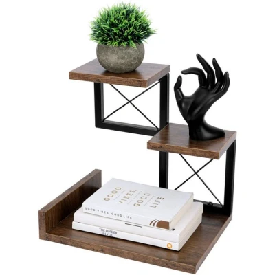 Abbildung von BELLE VOUS Schreibtischregal mit DREI Etagen Schreibtisch Regal aus Holz Kleines Bücherregal Schreibtischaufsatz klein Mini Schaffe Ordnung