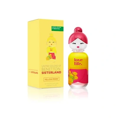 Abbildung von Benetton Sisterland Yellow Peony, Eau de Toilette für Damen Langanhaltend Frischer, moderner und junger Duft Blumige fruchtige Noten Ideal tagsüber 80 ml