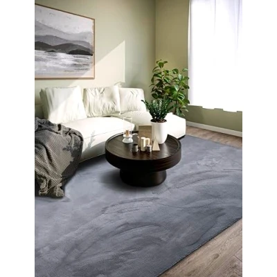Abbildung von Villeroy &amp; Boch Shaggy Teppich Leon Flauschiger Hochflor Wohnzimmerteppich Einfarbig Weich Pflegeleicht Langflor für Wohnzimmer Esszimmer, Schlafzimmer, Kunderzimmer Anthrazit, 200x290 cm