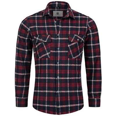 Abbildung von Rock Creek Herren Hemd Kariertes Flanellhemd Karohemd Herrenhemd Flanell Hemden Holzfällerhemd Übergangsjacke Langarm Kariert Winter H 249 Rot 4XL