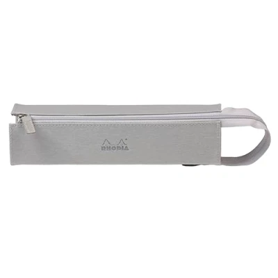 Abbildung von Rhodia 319011C Schlampermäppchen Rhodiarama, rechteckig 23x5x5 cm, flache Öffnung, langer Reißverschluss, praktisch und elegant aus Kunstleder Silber, 1 Stück