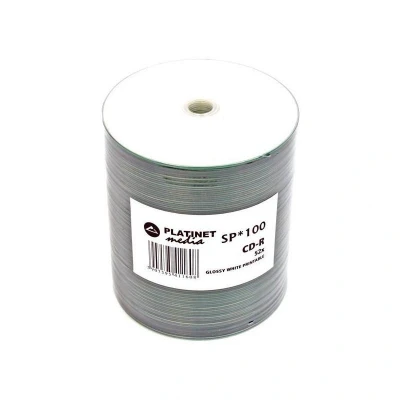 Abbildung von PLATINET CD R 700 MB, 52X, Full surface, GLOSSY WHITE Printable Shrinkpack 100 Stück