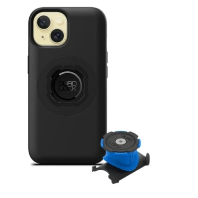 Abbildung von Quad Lock Vorbau/Lenker Handyhalterung Fahrrad Kit mit iPhone 15 MAG Hülle