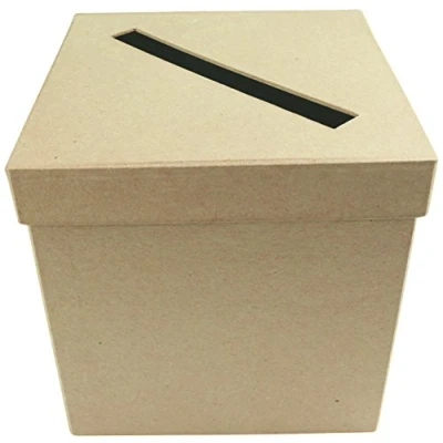 Abbildung von Décopatch EV013O Packung mit 2 Briefkasten (aus Pappmaché zum Verzieren und Personalisieren, quadratisch, 19 x cm) 1 Pack kartonbraun