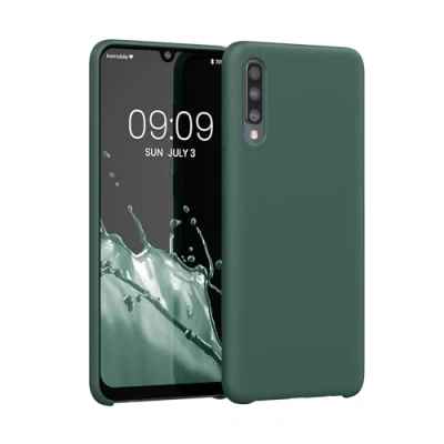 Abbildung von kwmobile Hülle kompatibel mit Samsung Galaxy A50 Silikon Handy Case Handyhülle weiche Oberfläche kabelloses Laden Tannengrün