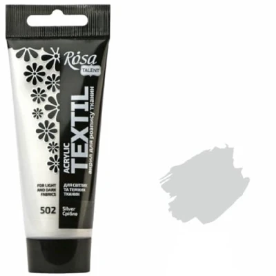 Abbildung von Krevo Art Stoffmalfarben Stofffarben Waschfest Textilfarbe silber Acrylfarbe Wasserbasis 60ml Tube waschmaschinenfest zum Fixieren Deckend für helle und dunkle Stoffe