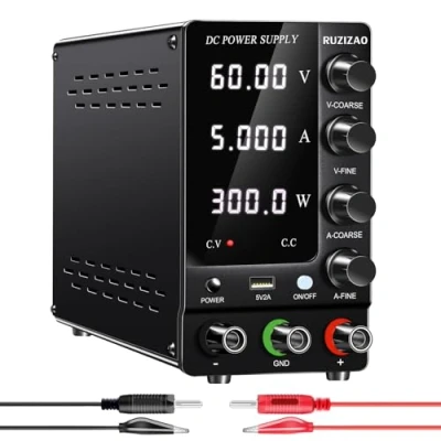 Abbildung von RUZIZAO Labornetzteil 60V 5A Regelbar Labornetzgerät Variablen Labor DC Stromversorgungen Schaltnetzteil Geregeltes Hochpräzises 4 stelliges LED Display 5V/2A USB Anschluss