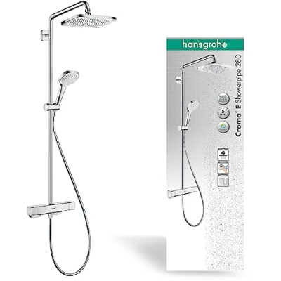 Abbildung von hansgrohe Duschsystem &quot;Croma E&quot;, (Komplett Set), 28cm, wassersparend mit Thermostat, chrom