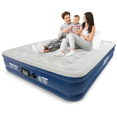 Abbildung von Active Era Premium Luftbett 2 Personen, Luftmatratze selbstaufblasend mit eingebauter elektrischer Pumpe &amp; Stützsystem, Aufblasbare Matratze für Camping, Reisen, Gästebett 203 x 152 33cm