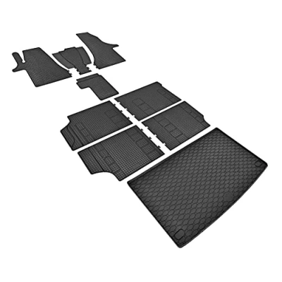 Abbildung von Z4L Gummifußmatten und Kofferraumwanne EIN Set geeignet für VW T6.1 Transporter/Caravelle 8 Sitze 2019 2022 L1 + Tunel