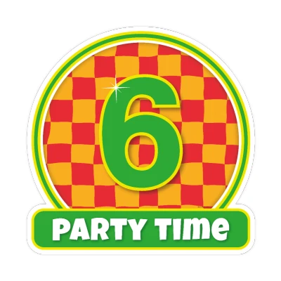 Abbildung von Türbrett 6 Jahre Party 50 cm