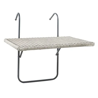 Abbildung von Spetebo Balkon Hängetisch Rattan Optik in grau 60x40 cm Klapptisch höhenverstellbar Tisch klappbar