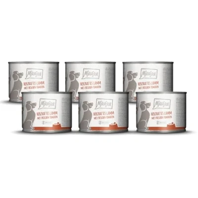 Abbildung von MjAMjAM Premium Nassfutter für Hunde herzhaftes Lamm an gekochtem Reis mit frischen Tomaten, 6er Pack (6 x 200 g), naturbelassen extra viel Fleisch