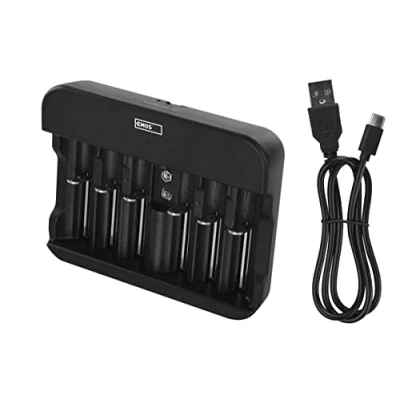 Abbildung von EMOS univerales Akku Ladegerät NiMH, NiCd für 6 Akkus, Schnell 500 mA, 1 6x AAA, AA, C, D, 9 V aufladbare Batterien, inkl. USB C Kabel, LED Anzeige, Akkuschutz, Sicherheitsfunktionen