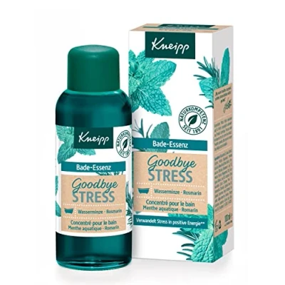 Abbildung von Kneipp Bade Essenz Goodbye Stress Badeöl mit ätherischen Ölen aus Rosmarin &amp; Wasserminze für weniger positive Energie erfrischender Duft 100ml