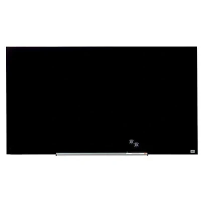 Abbildung von Nobo Glas Magnet Whiteboard mit herausnehmbarem Stiftehalter, 1260 x 710 mm, InvisaMount Befestigungssystem, Impression Pro, Schwarz, 1905181