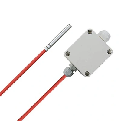 Abbildung von iOVEO 213HS02210 Temperatur Messumformer im Gehäuse mit Silikon Anschlussleitung und Sensor PT1000, Ausgang Aktiv, Messbereich einstellbar, Temperaturfühler, 213HS02210, 10 Meter