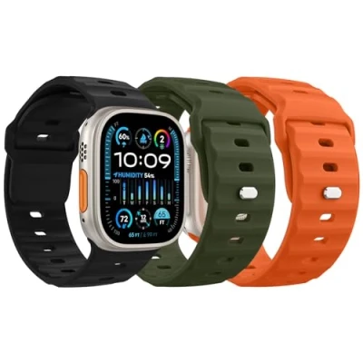 Abbildung von MoKo 3Stück Ozean Armbänder Kompatibel mit Apple Watch Ultra 2 Armband 49mm 46mm 45mm 44mm 42mm für Herren Damen,Wasserdicht Silikon Sport iWatch Serie 10 9 8 7 6 5 4 3 SE 2,S/O/AG