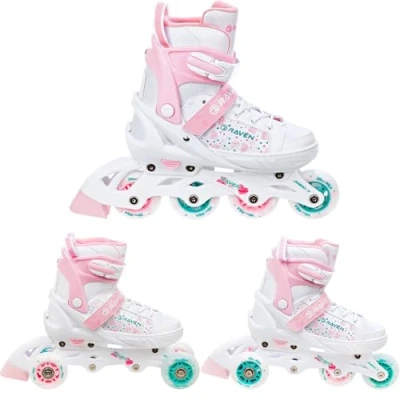 Abbildung von Verstellbare Rollschuhe 3in1 Rosi Weiß/Rosa