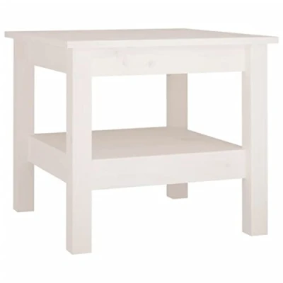 Abbildung von vidaXL Couchtisch Beistelltisch Wohnzimmertisch Kaffeetisch Sofatisch Teetisch Tisch Holztisch Wohnzimmer Weiß 45x45x40cm Massivholz Kiefer