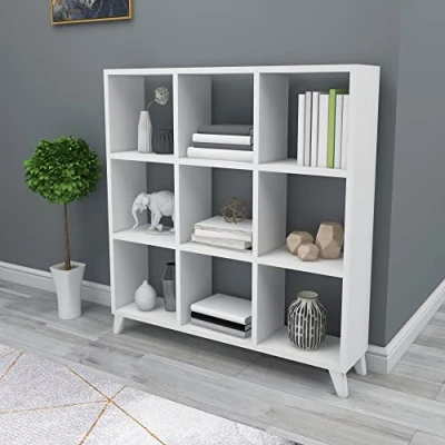 Abbildung von en.casa Standregal, Svedala Bücherregal 88x88x20cm, 9 Fächer, Weiß