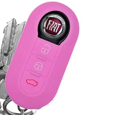 Abbildung von Soft Case Auto Schlüssel Silikon Schutz Hülle Rosa kompatibel mit FIAT Ducato 500 Punto Peugeot Boxer Citroen Jumper Qubo Doblo Bravo 500C 500L Opel Combo D