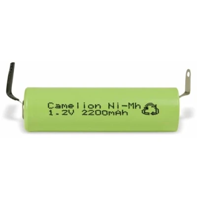 Abbildung von Camelion NiMH Akku Mignon (AA) mit 2200mAh und U Lötfahne im Kunststoffmantel