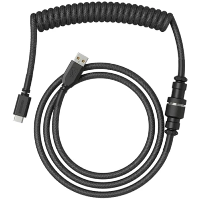 Abbildung von Glorious Gaming Premium Coiled Keyboard Cable Vergoldetes USB A (PC) auf C (Tastatur), Schutz vor Kabelsalat, doppelt geflochtene Ummantelung, 5 poliger Aviator Stecker Phantom Black