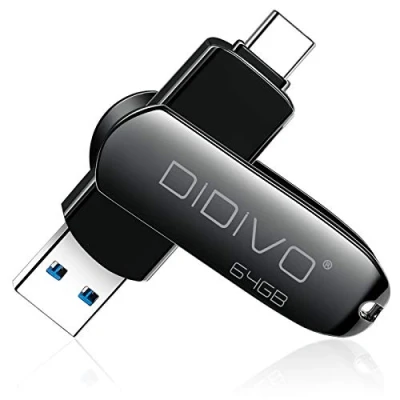 Abbildung von DIDIVO USB C Stick 64GB Flash Laufwerk 2 in 1 3.0 Typ Speicherstick OTG Pen Externer Speicher für Smartphones, Tablets, Neues MacBook, Laptops,PC (64GB, Schwarz)