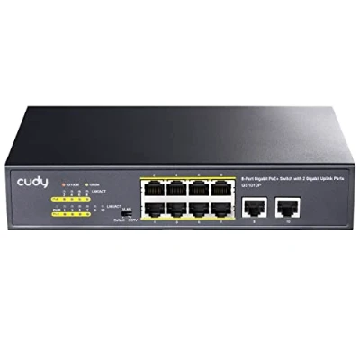Abbildung von Cudy GS1010P 8+2 Port Gigabit Ethernet PoE+ Unmanaged Plug and Play Switch,120 W, 8 * 10/100/1000 Mbit/s Ports, CCTV/VLAN Modus, 802.3af/ 802.3at