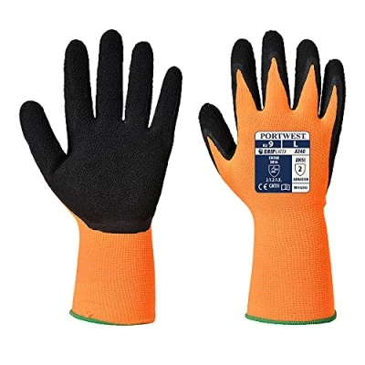Abbildung von Portwest HiVis Grip Handschuh Latexschaum, Größe: L, Farbe: Orange/Schwarz, A340ORBL